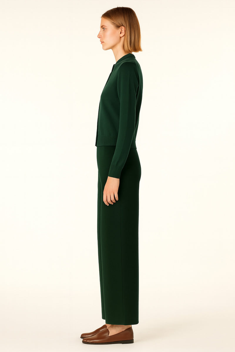 Green Cycling Neck Women's Cardigan