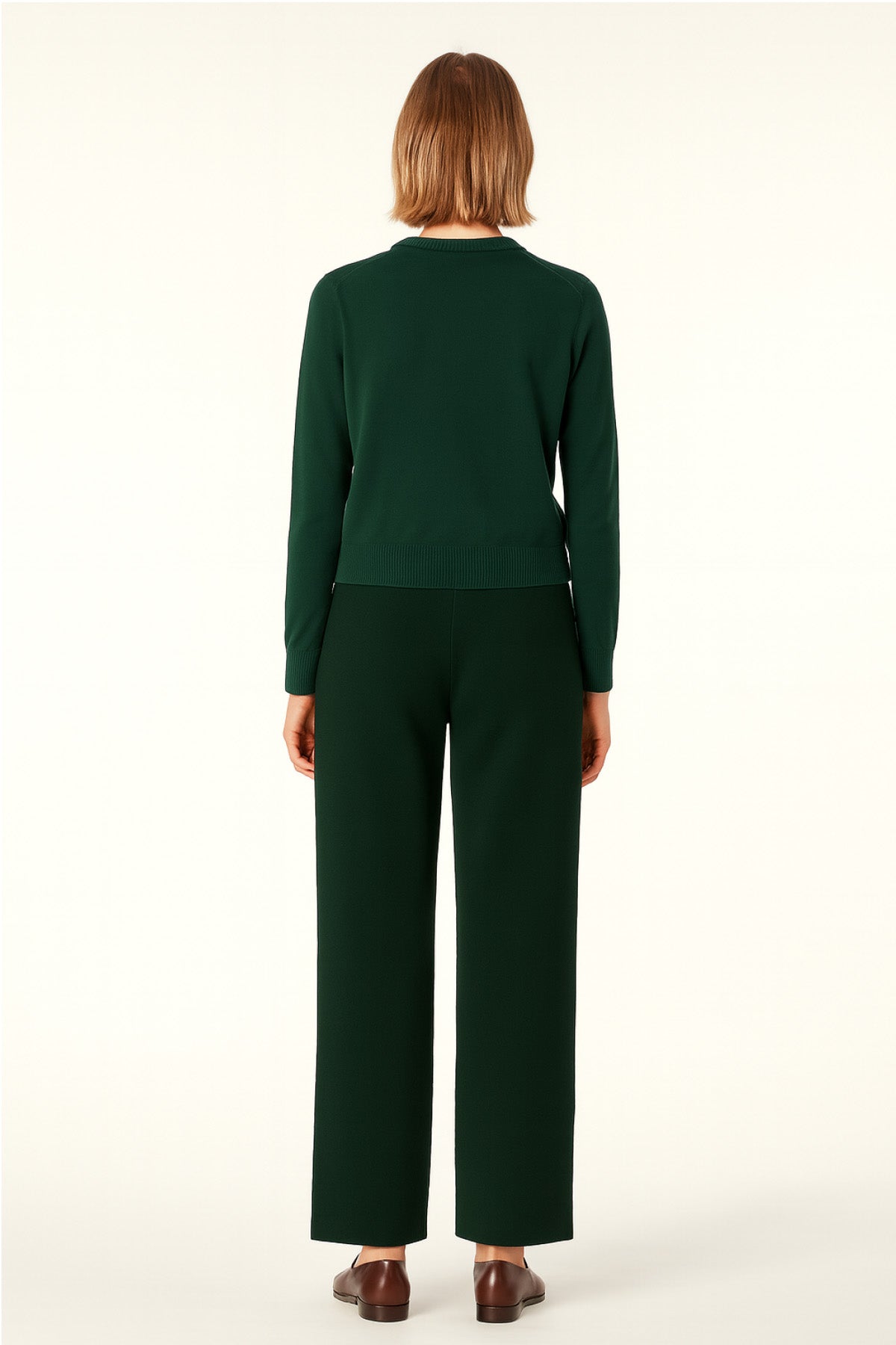 Green Cycling Neck Women's Cardigan