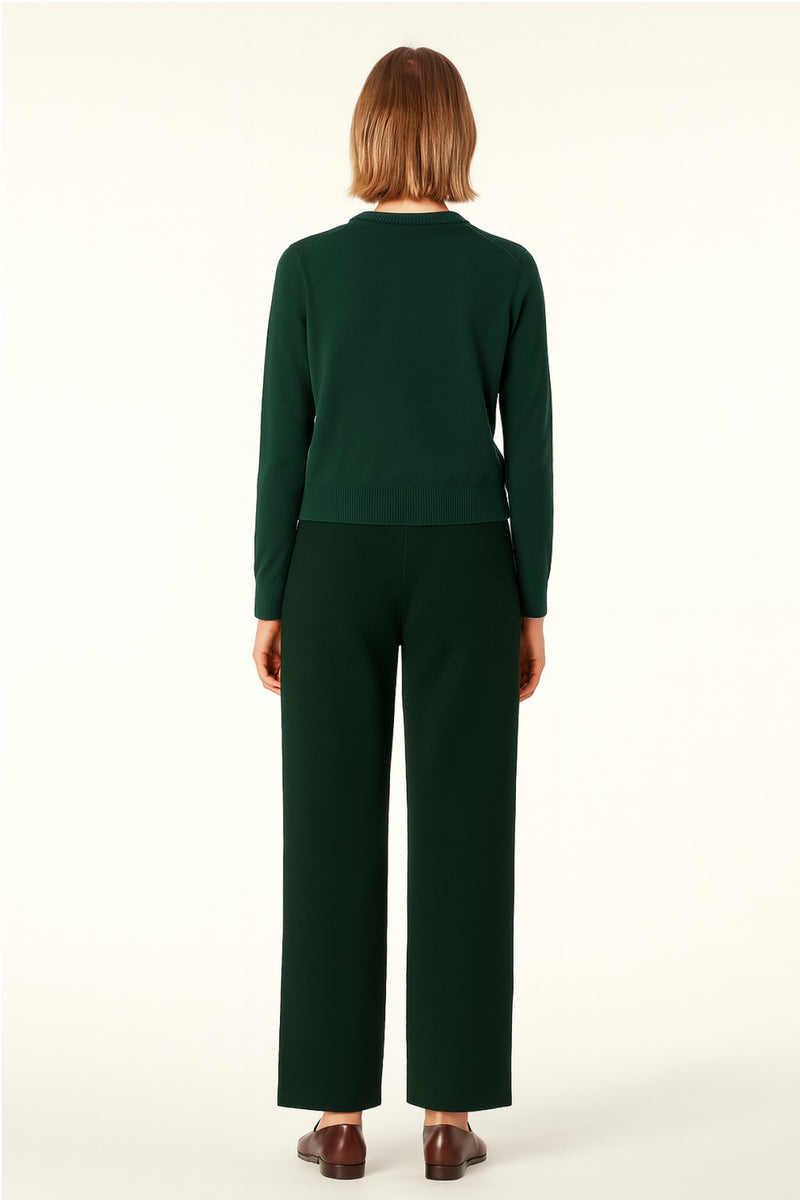 Green Cycling Neck Women's Cardigan