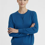 Navy Blue Crew Neck Women's Cardigan