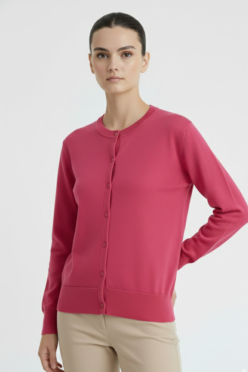Fuchsia Bicycle Neck Women's Cardigan