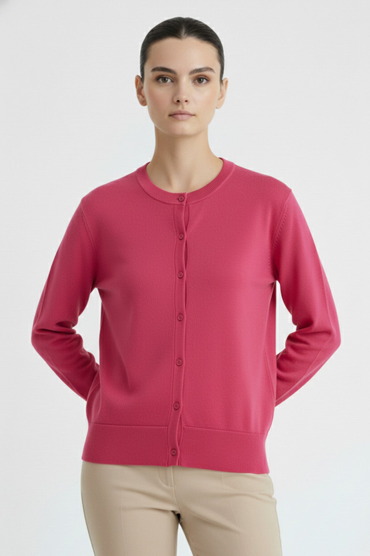 Fuchsia Bicycle Neck Women's Cardigan