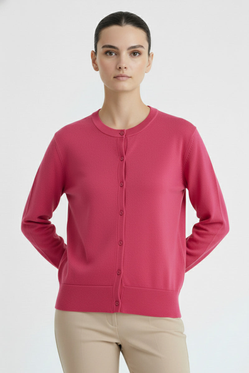 Fuchsia Bicycle Neck Women's Cardigan
