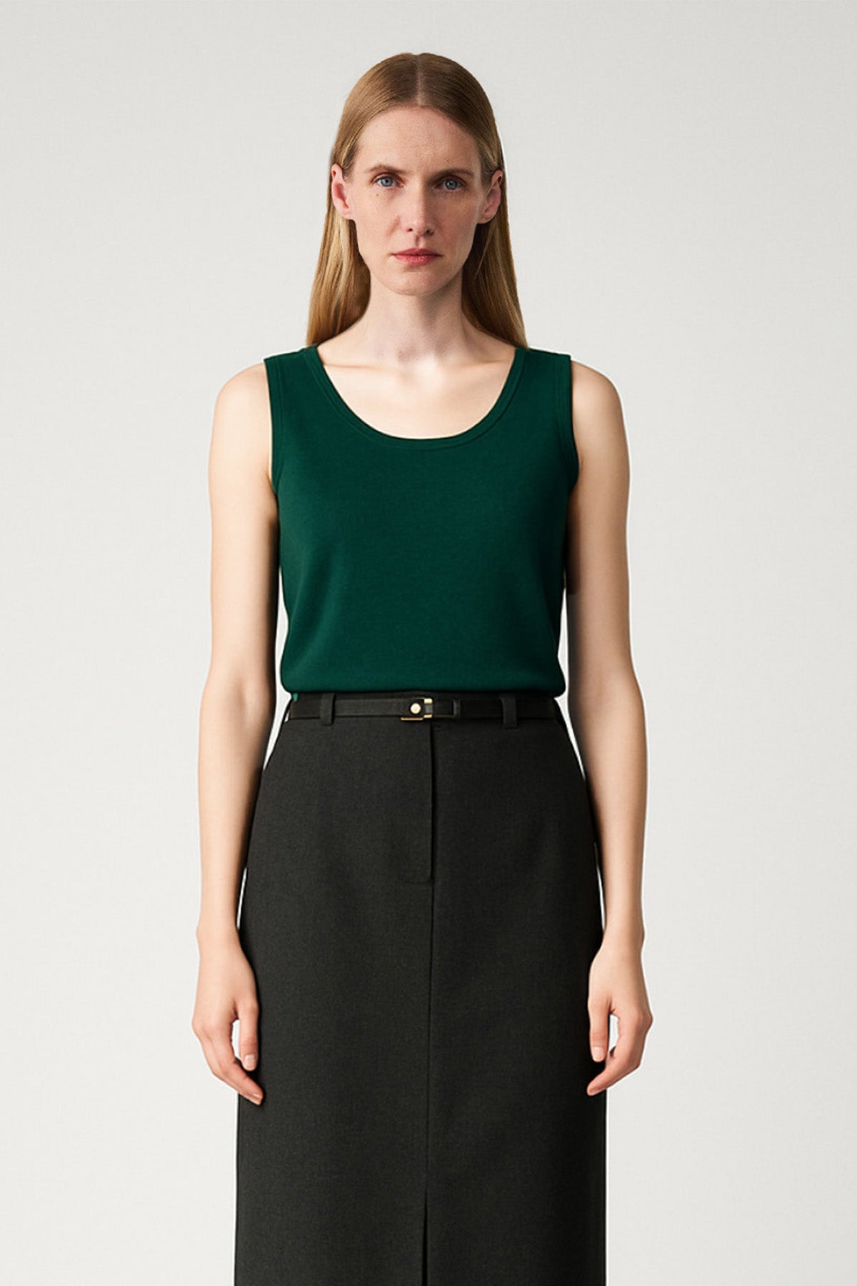 Green U Neck Women's Athletic Top