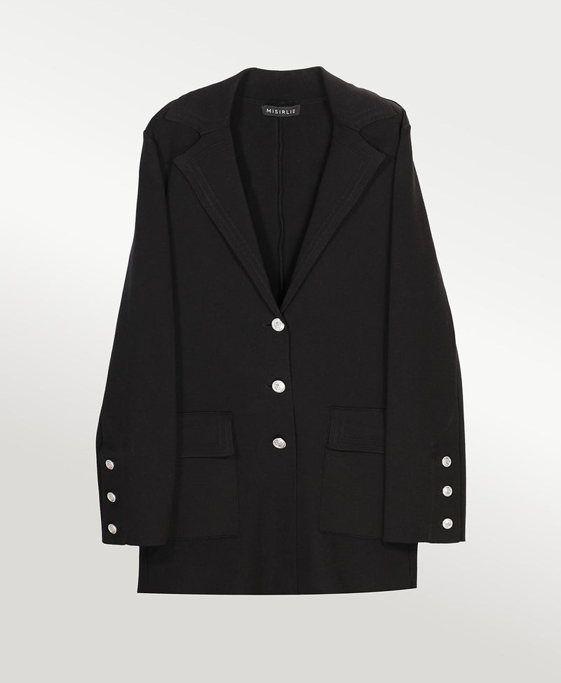 Black Knit Women's Blazer Jacket