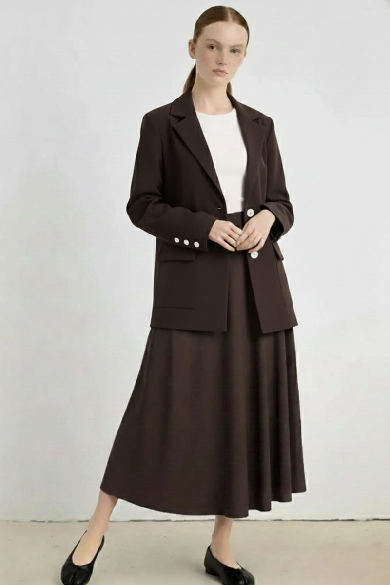 Acı Kahve Knit Women's Blazer Jacket