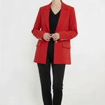 Red Knit Women's Blazer Jacket