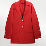 Red Knit Women's Blazer Jacket