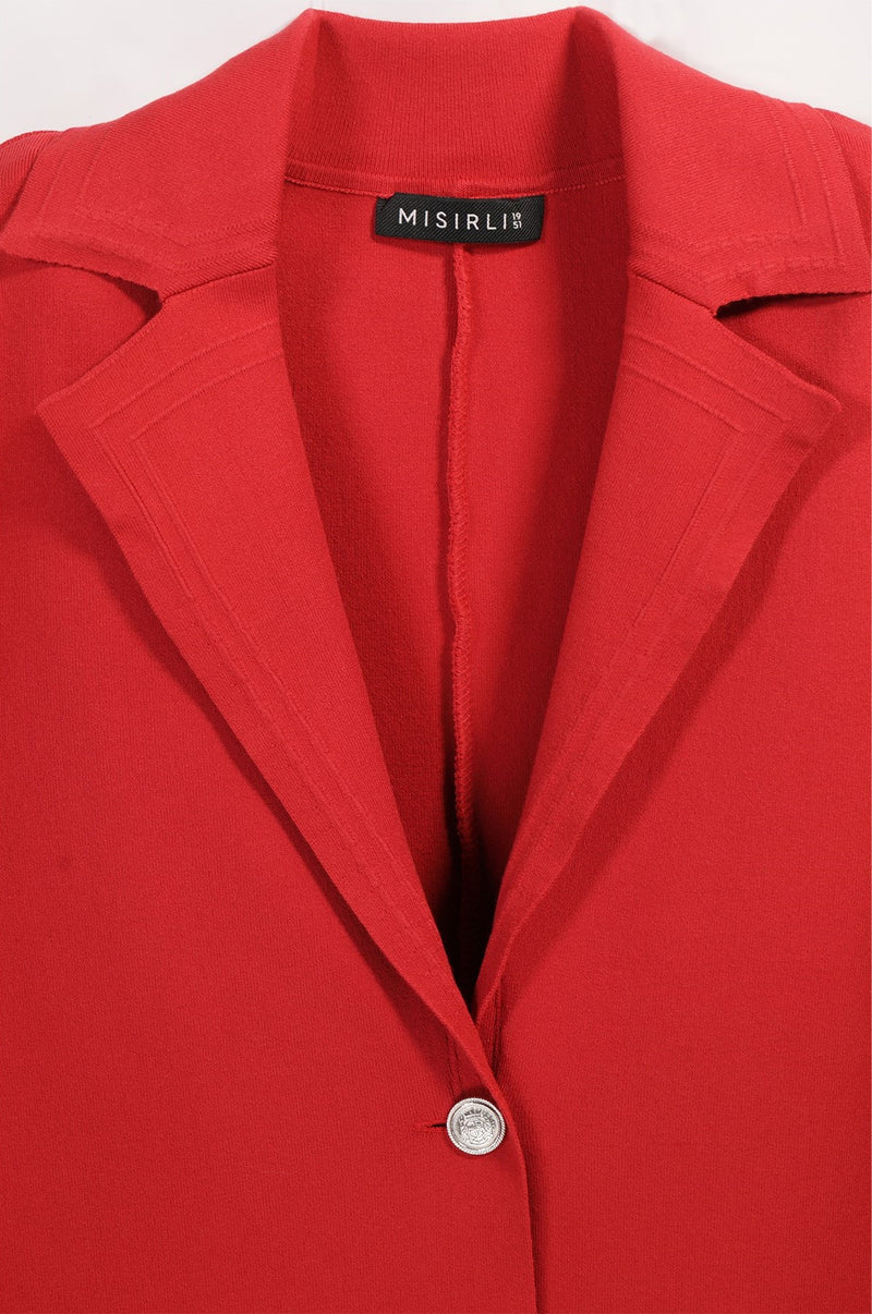 Red Knit Women's Blazer Jacket