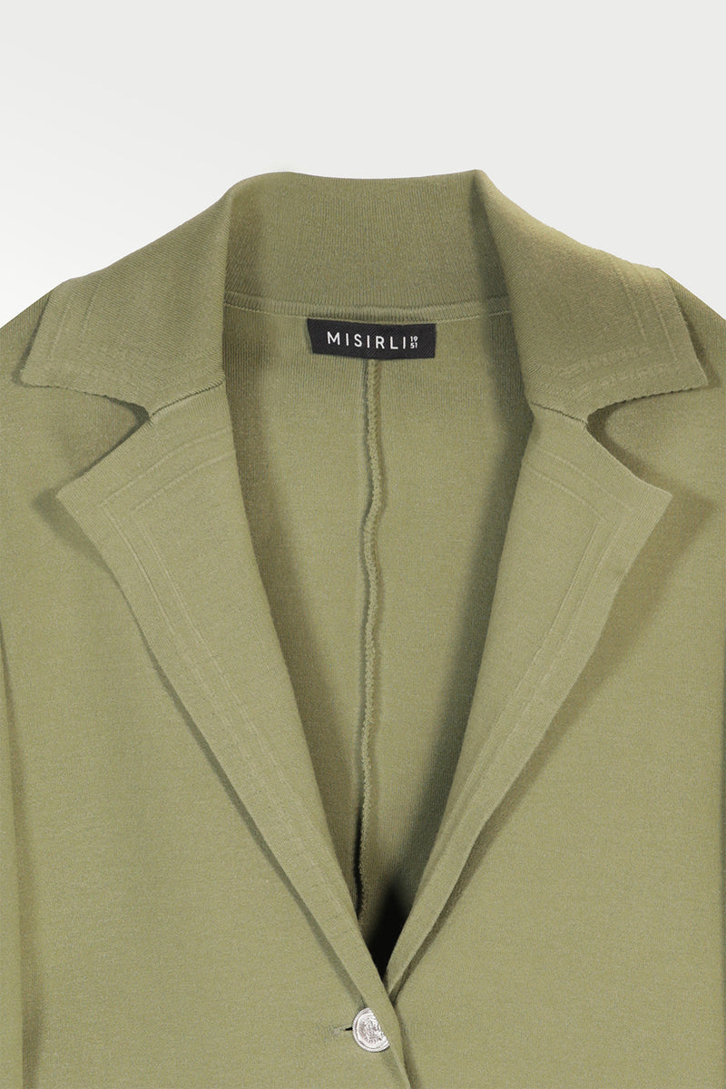 Green Knit Women's Blazer Jacket