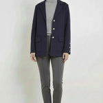 Navy Blue Knit Women's Blazer Jacket