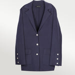 Navy Blue Knit Women's Blazer Jacket