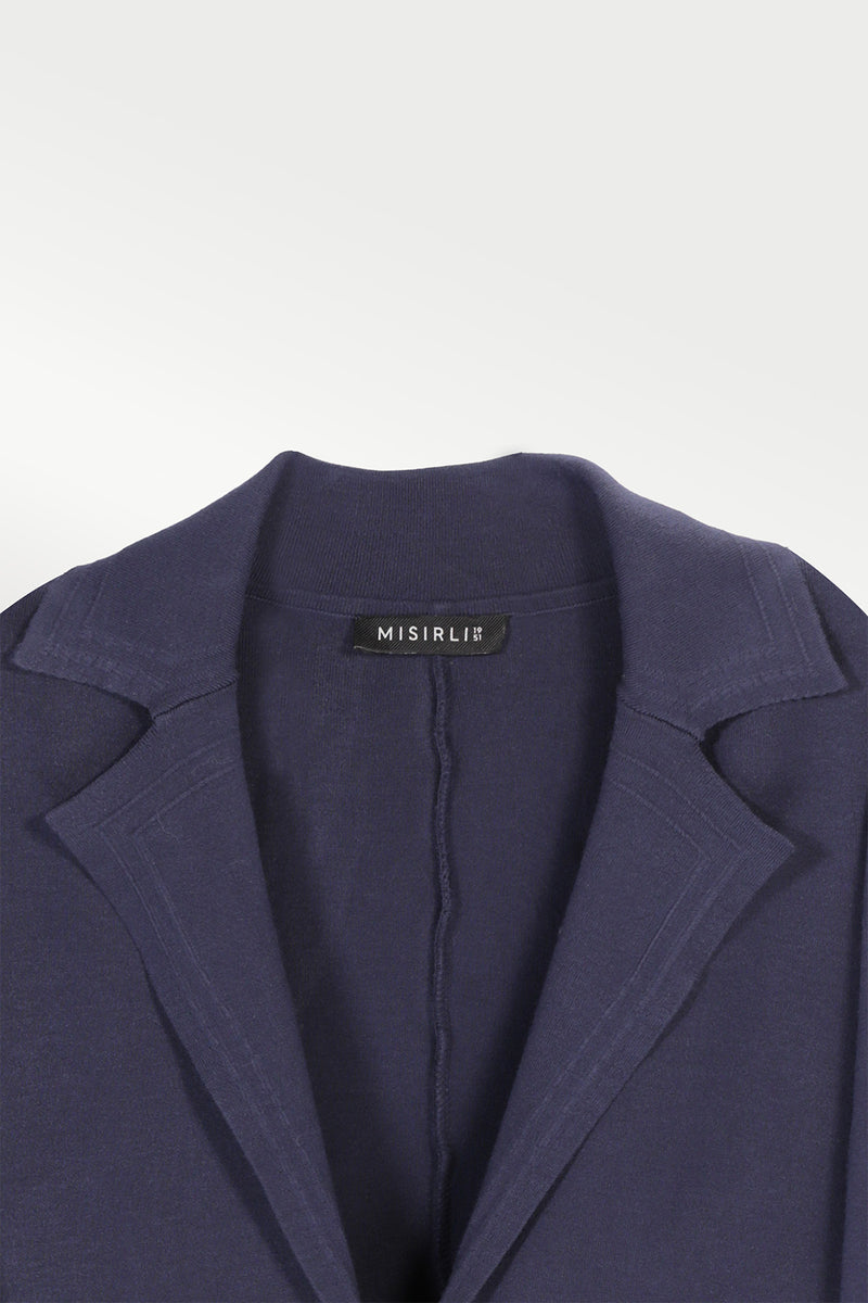 Navy Blue Knit Women's Blazer Jacket