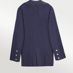 Navy Blue Knit Women's Blazer Jacket