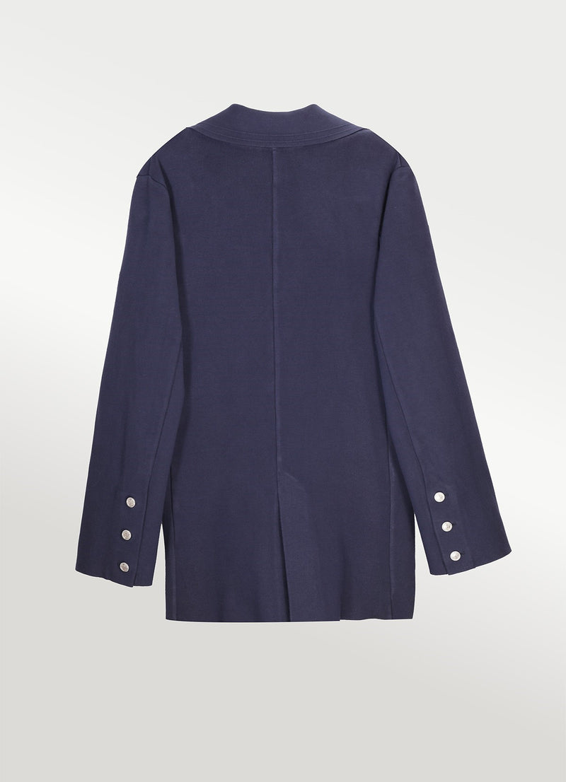 Navy Blue Knit Women's Blazer Jacket