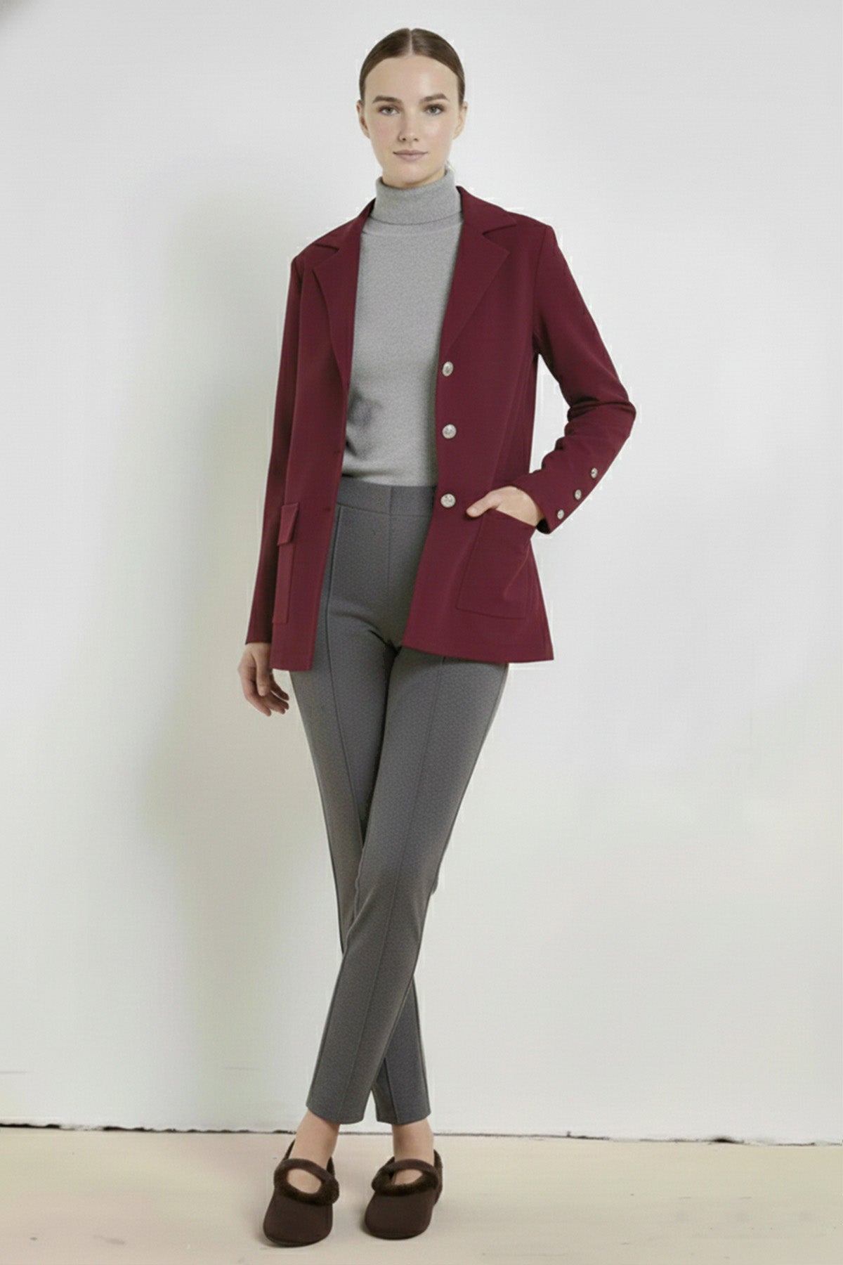 Purple Knit Women's Blazer Jacket