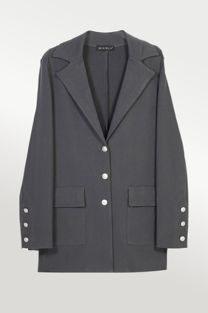 Women's Dark Gray Knit Blazer Jacket