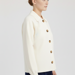 Open Beige Button-Down Collar Women's Jacket