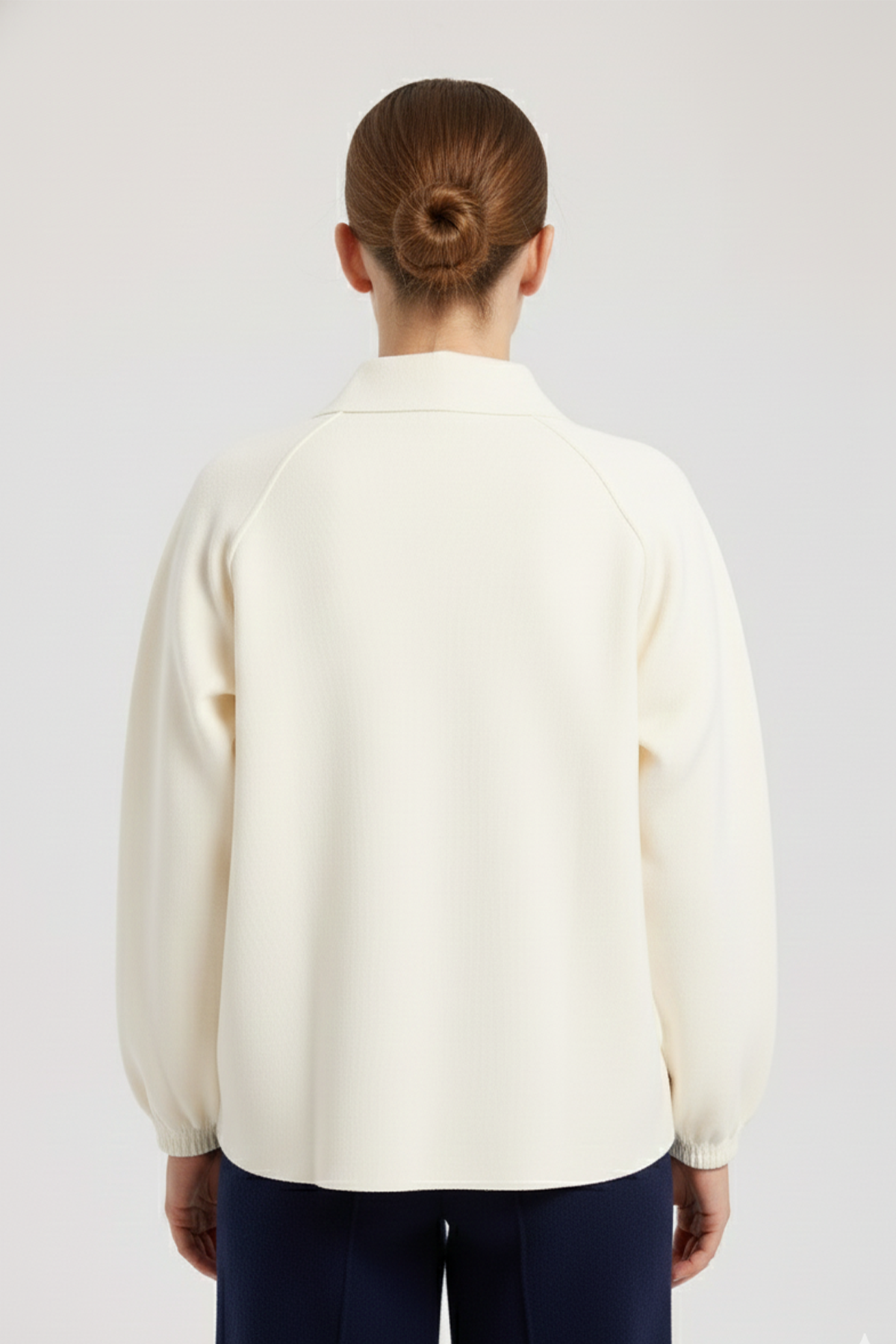 Open Beige Button-Down Collar Women's Jacket