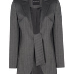 Dark Gray Front Tie Detail Women's Jacket