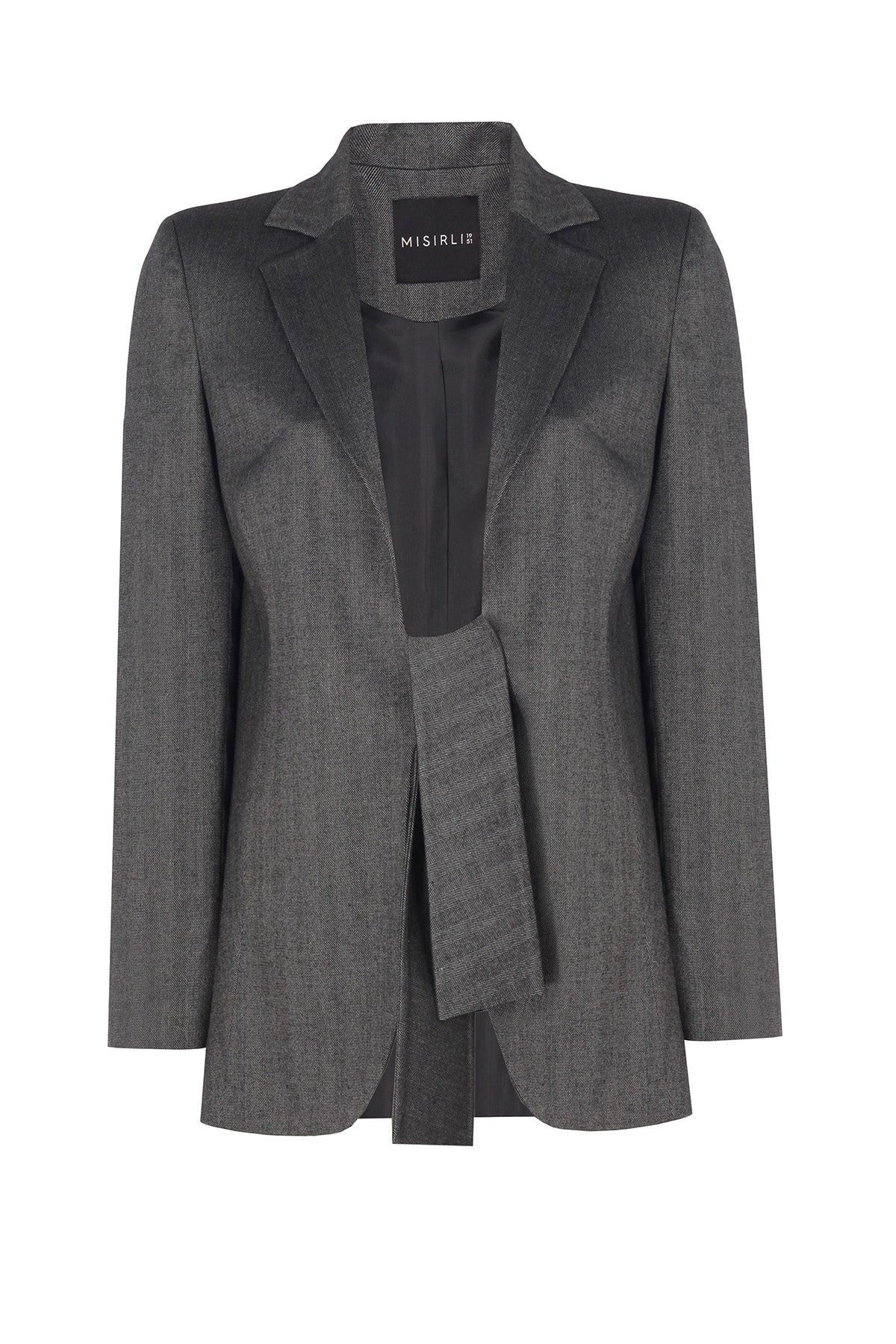 Dark Gray Front Tie Detail Women's Jacket