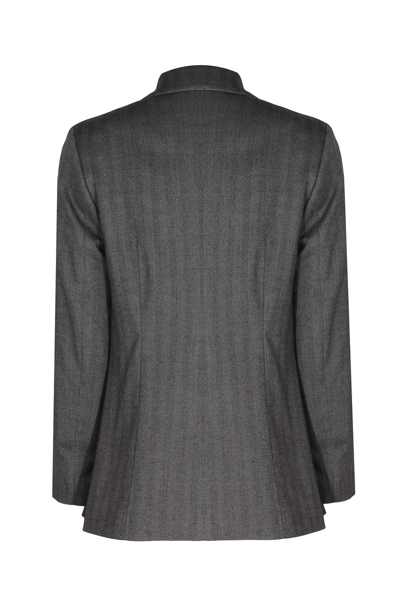 Dark Gray Front Tie Detail Women's Jacket
