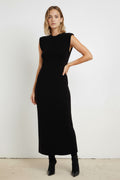Black Padded Sleeveless Long Dress