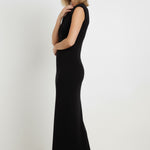 Black Padded Sleeveless Long Dress