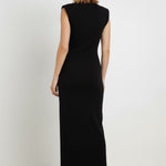 Black Padded Sleeveless Long Dress