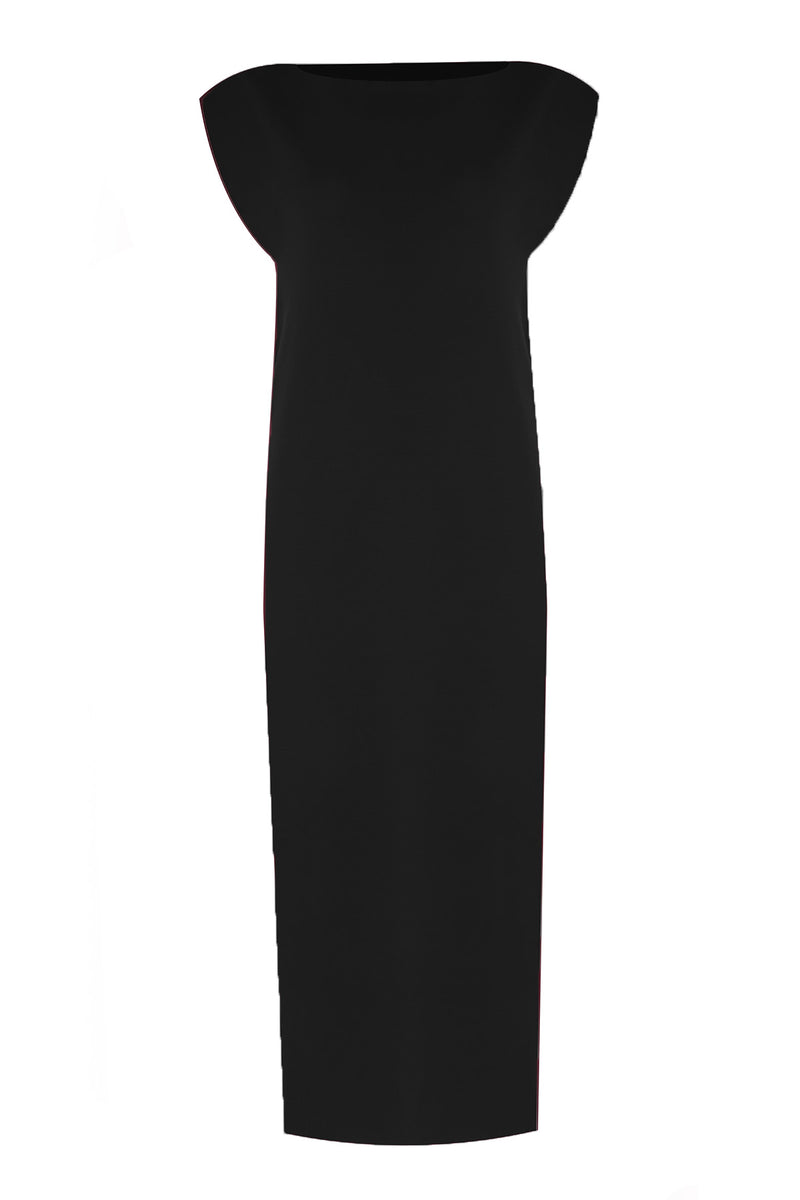 Black Padded Sleeveless Long Dress