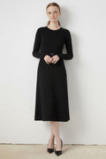 Black Belt Detailed Midi Dress