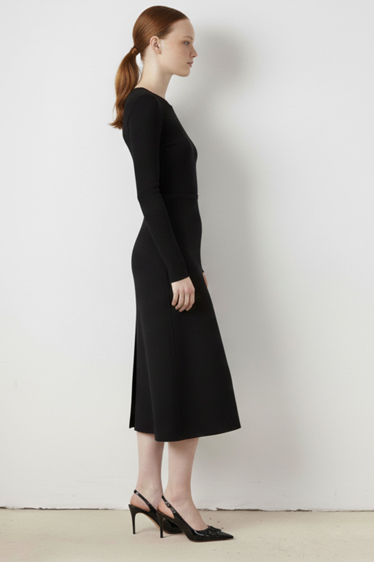 Black Belt Detailed Midi Dress