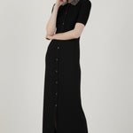 Black Pearl Detailed Front Button Dress