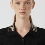 Black Pearl Detailed Front Button Dress