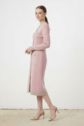 Rose Pink Camel Front Buttoned Women's Dress