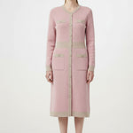 Rose Pink Camel Front Buttoned Women's Dress