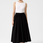 Black Pleated Midi Skirt