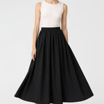 Black Pleated Midi Skirt