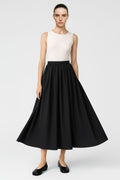 Black Pleated Midi Skirt