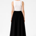 Black Pleated Midi Skirt