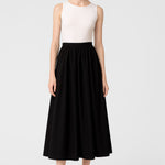 Black Pleated Midi Skirt