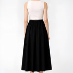 Black Pleated Midi Skirt