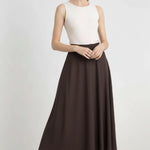 Bitter Brown Pleated Midi Skirt