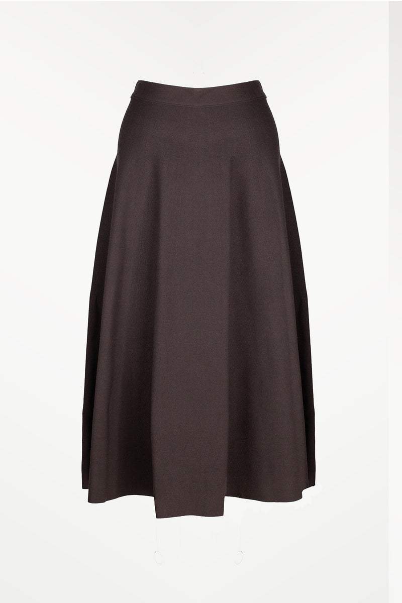 Bitter Brown Pleated Midi Skirt