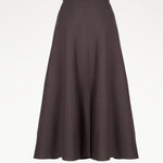Bitter Brown Pleated Midi Skirt