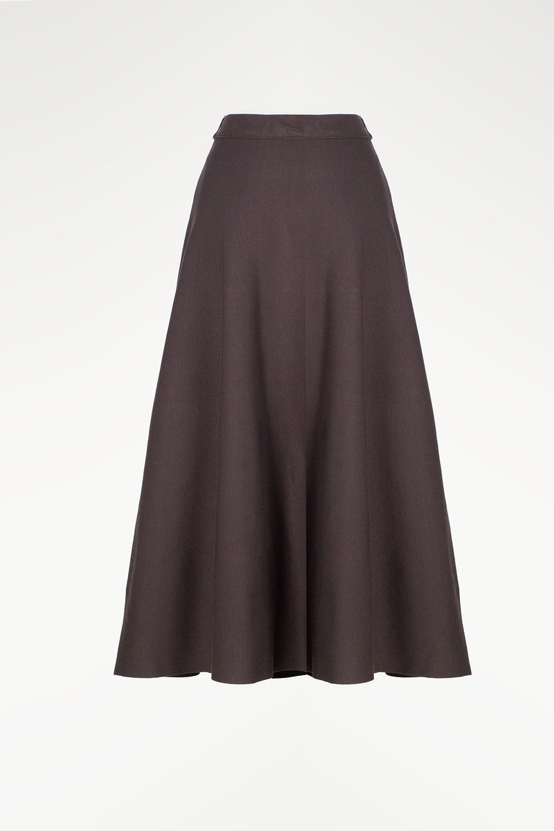 Bitter Brown Pleated Midi Skirt