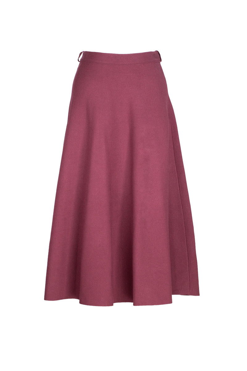Plum Pleated Midi Skirt