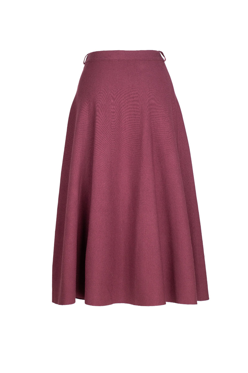 Plum Pleated Midi Skirt