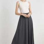 Dark Gray Pleated Midi Skirt