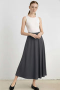 Dark Gray Pleated Midi Skirt
